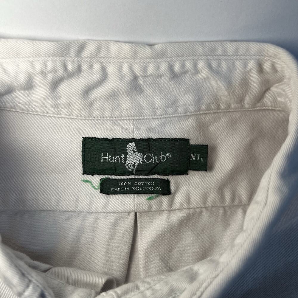 Hunt Club Men's White Solid Woven Cotton Button-Down Shirt Long Sleeve XL - Picture 8 of 9
